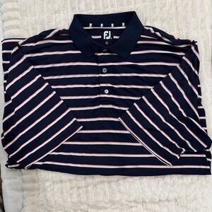 "FootJoy FJ Men’s ProDry Striped Golf Polo Shirt extra Large Blue
